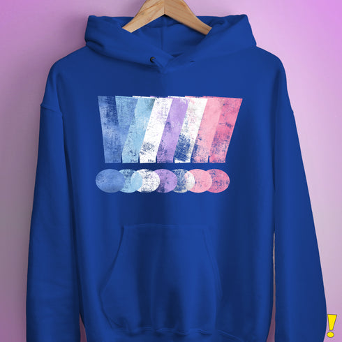 Bigender Pride Grunge Exclamation Points Hoodie - Royal Blue